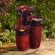 3-Tier Pot Floor Fountain with LED Lights Red