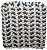 Square Button Pouf WILLA in Off-White/Black Pattern