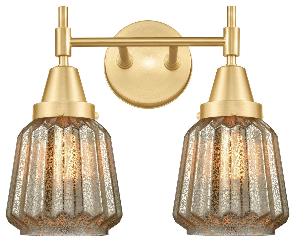 Innovations 447-2W-SG-G146 2-Light Bath Vanity Light, Satin Gold