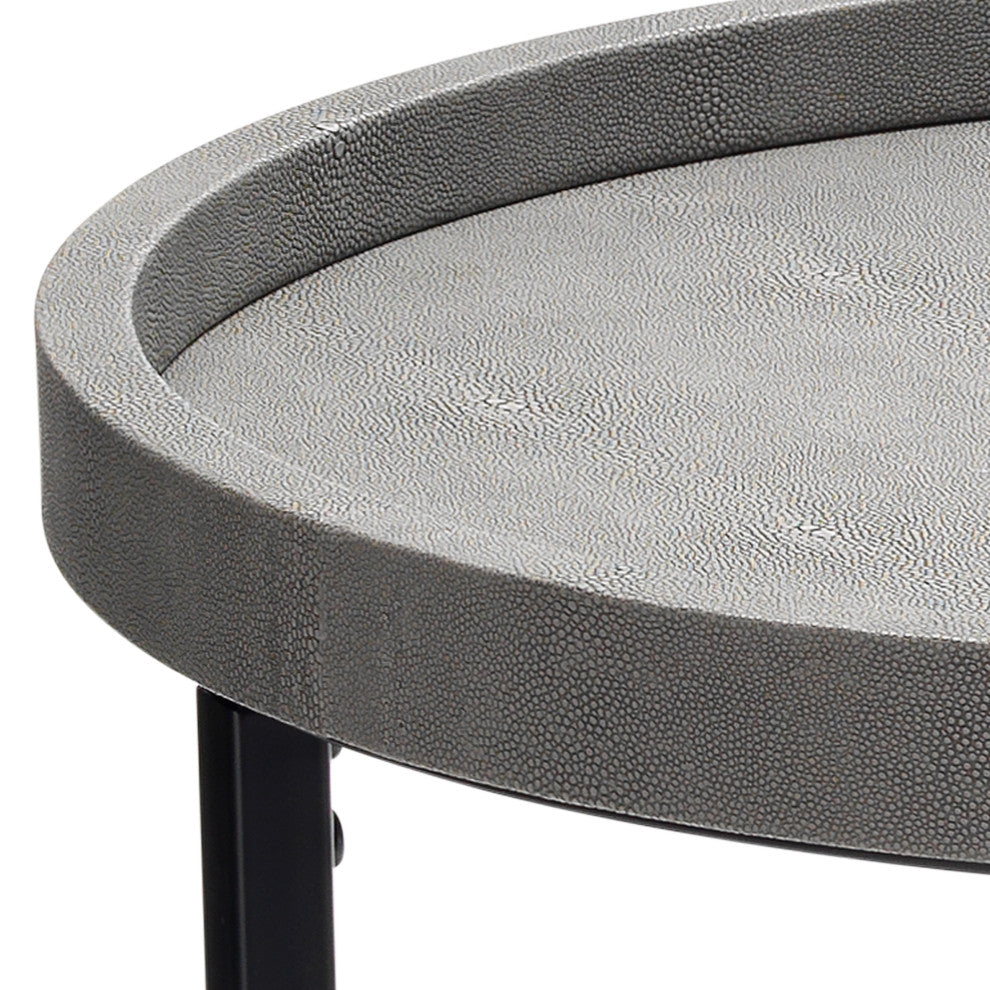 Maddox Faux Shagreen Nesting Tables, Set of 3, Grey