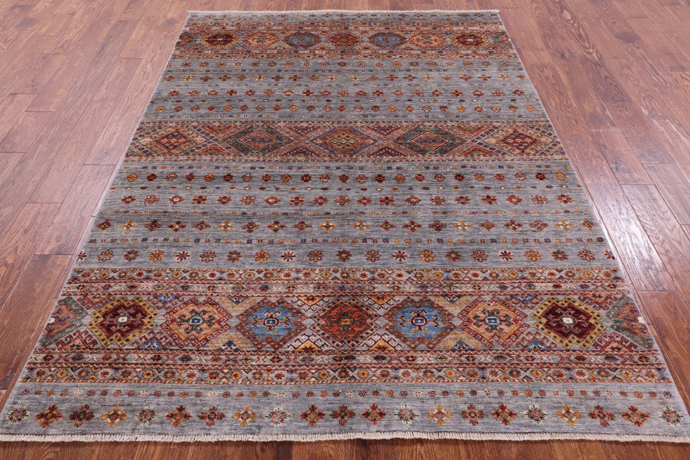 Super Kazak Khorjin Handmade Wool Rug 5' 9" X 7' 10" - Q12387