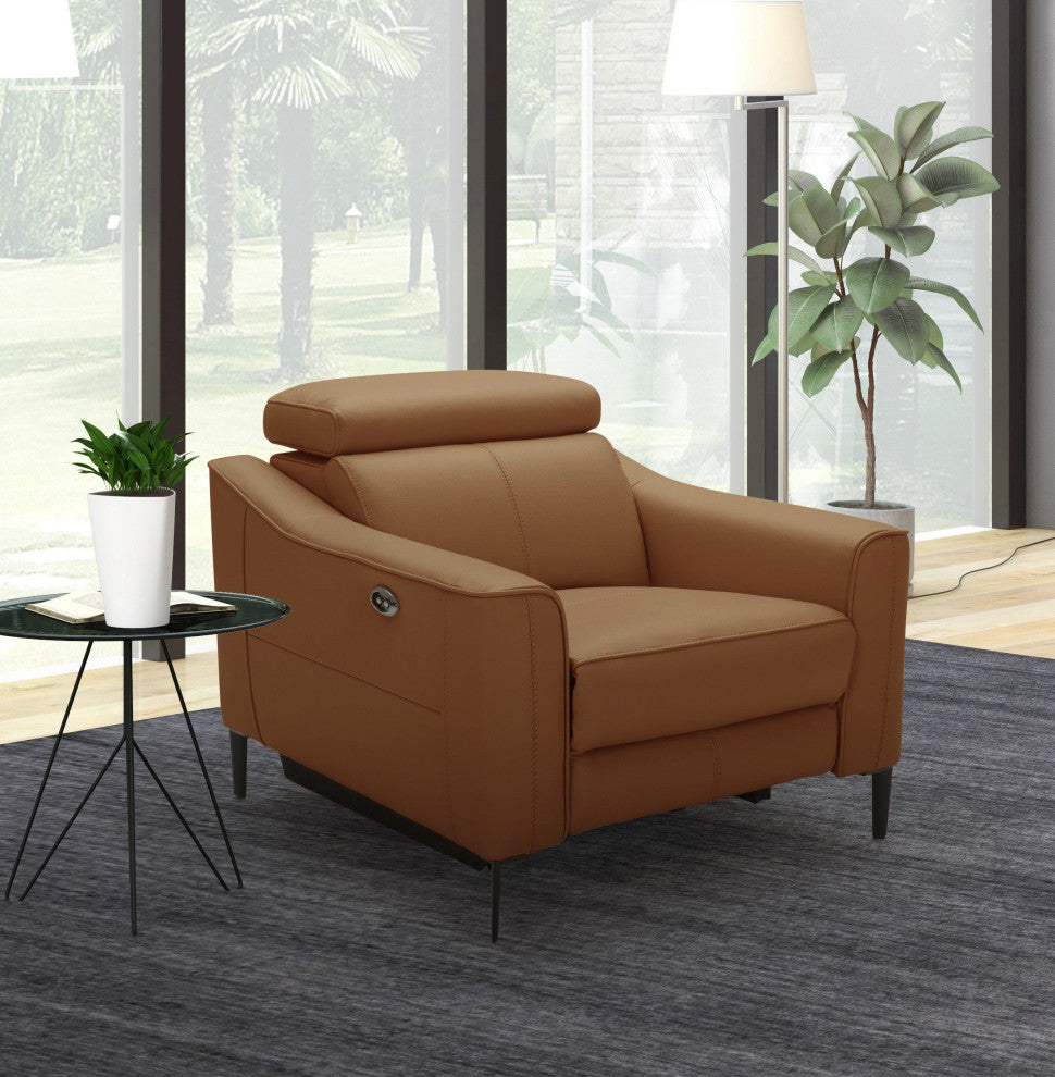 Divani Casa Eden Modern Camel Leather Recliner Chair
