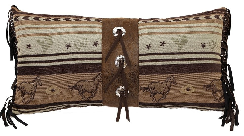 Mustang Concho Pillow, Brown