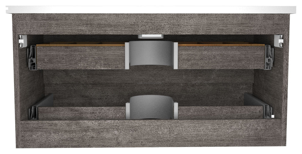 Conques 39" Wall Mount Bathroom Vanity Set, Rich Gray
