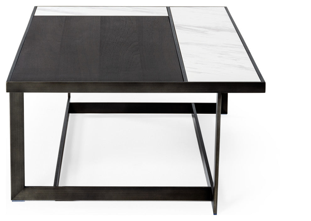 Modrest Fargo Modern Ceramic and Grey Walnut Coffee Table