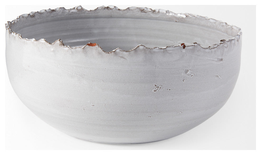 Larsen 13Lx13W White Ceramic Large Decorative Bowl