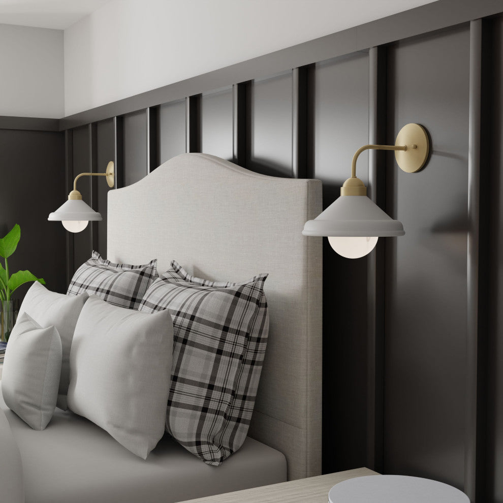 Brooks Matte White 10" Wall Sconce Barn Light with Bulb