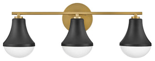Lark Haddie 24" Modern Three-Light Bath Vanity, Black + Lacquered Brass