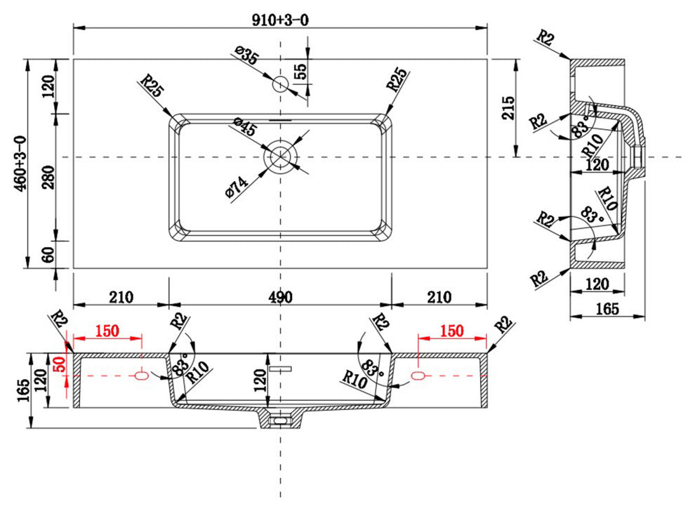 Wood Wall-Mounted Bathroom Vanity Set with Integrated Resin Sink, Grey, 36"