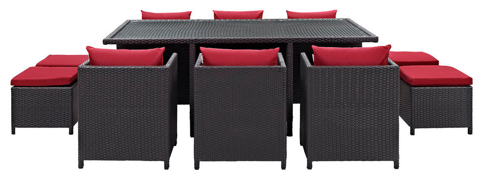Espresso Red Reversal 11-Piece Outdoor Patio Dining Set