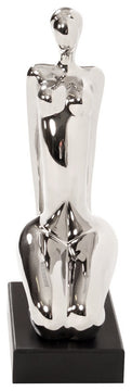 Modern Silver and Black Ustrasana Yoga Sculpture