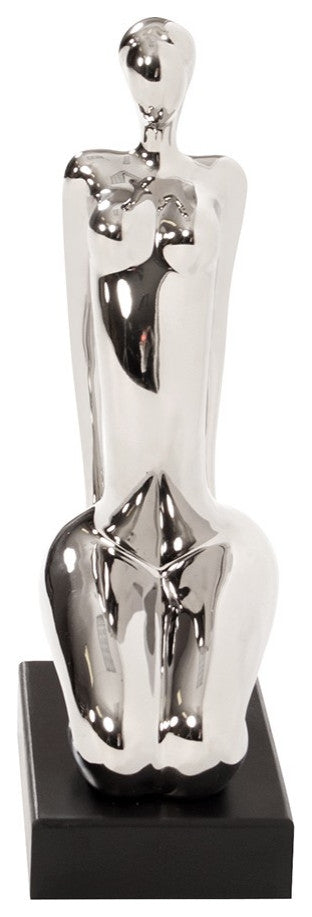 Modern Silver and Black Ustrasana Yoga Sculpture