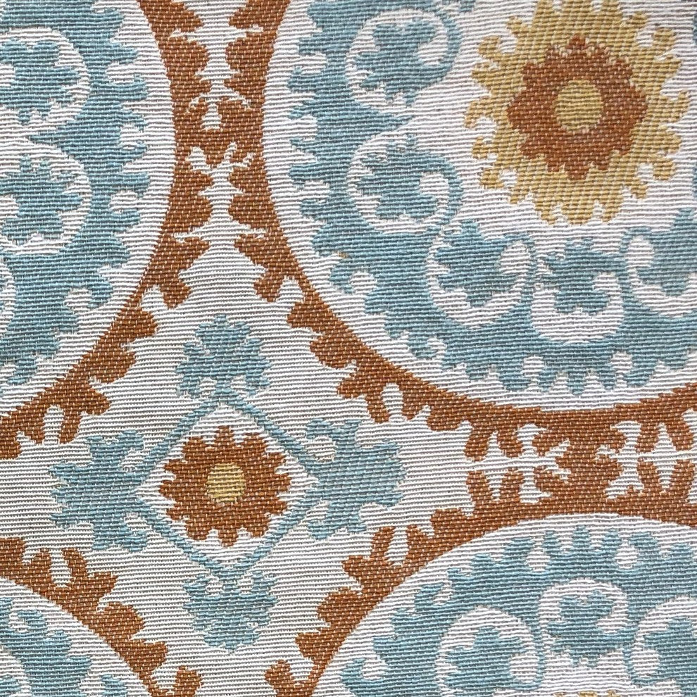 Sunset Cottage Orange, Blue and Ivory Luxury Throw Pillow, 20"x36" King