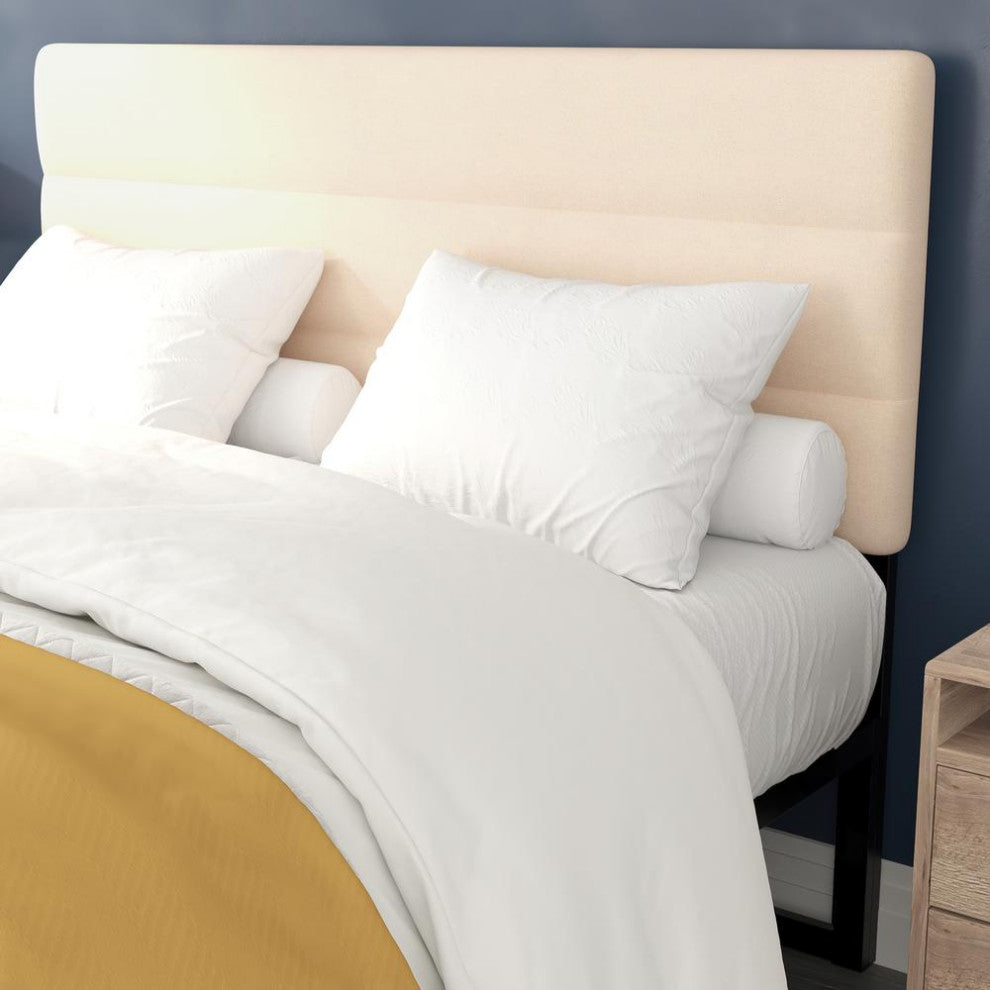 Paxton Stitched Upholstered Adjustable Height Headboard, Cream, Queen