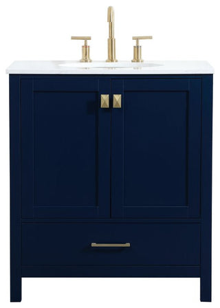 Elegant Decor Irene 30" Zinc Alloy MDF Single Bathroom Vanity in Blue
