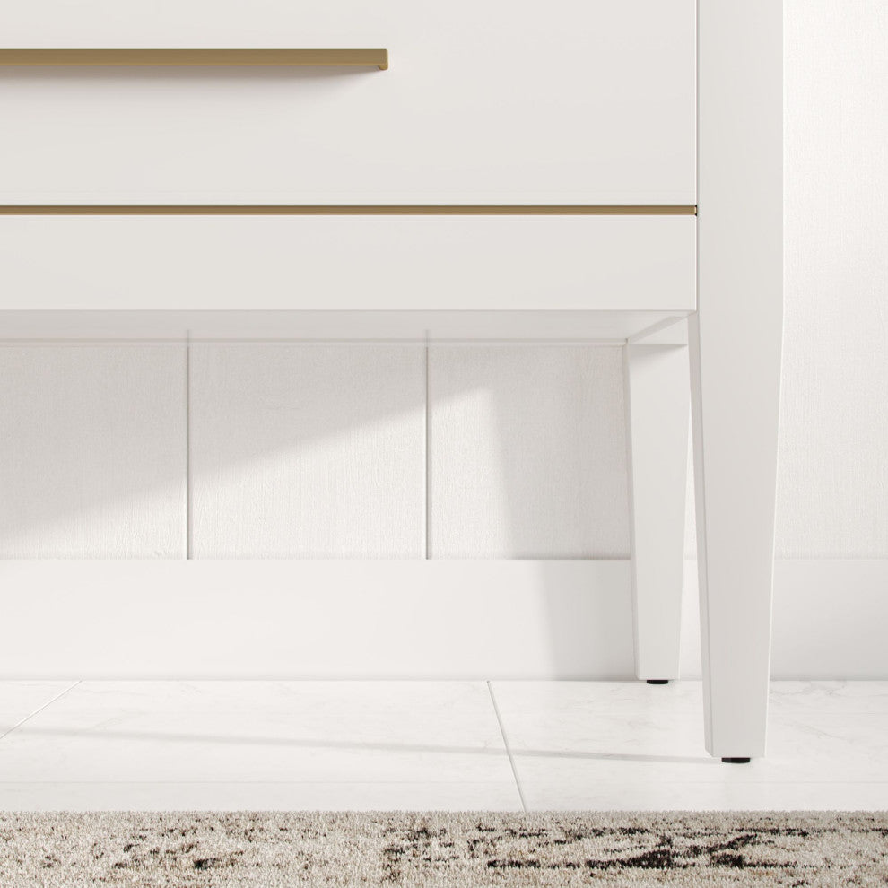 Celios Bathroom Vanity, White With Brass Trim, 30", Single Sink, Freestanding