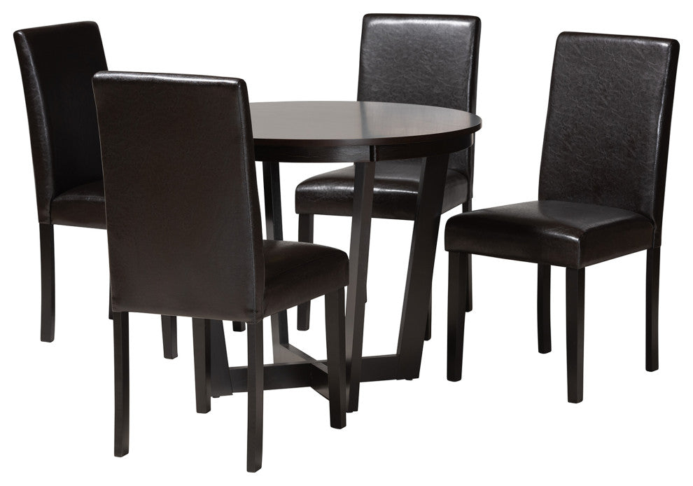 Brinslee Dark Brown Faux Leather 5-Piece Dining Set