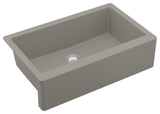 Karran Farmhouse/Apron-Front Quartz 34" Single Bowl Sink Kit, Concrete