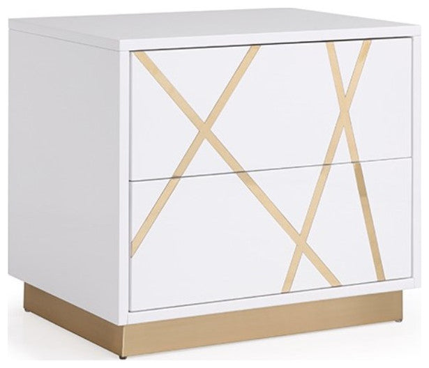 Modrest Nixa White + Rose Gold Bed + Nightstands, Eastern King