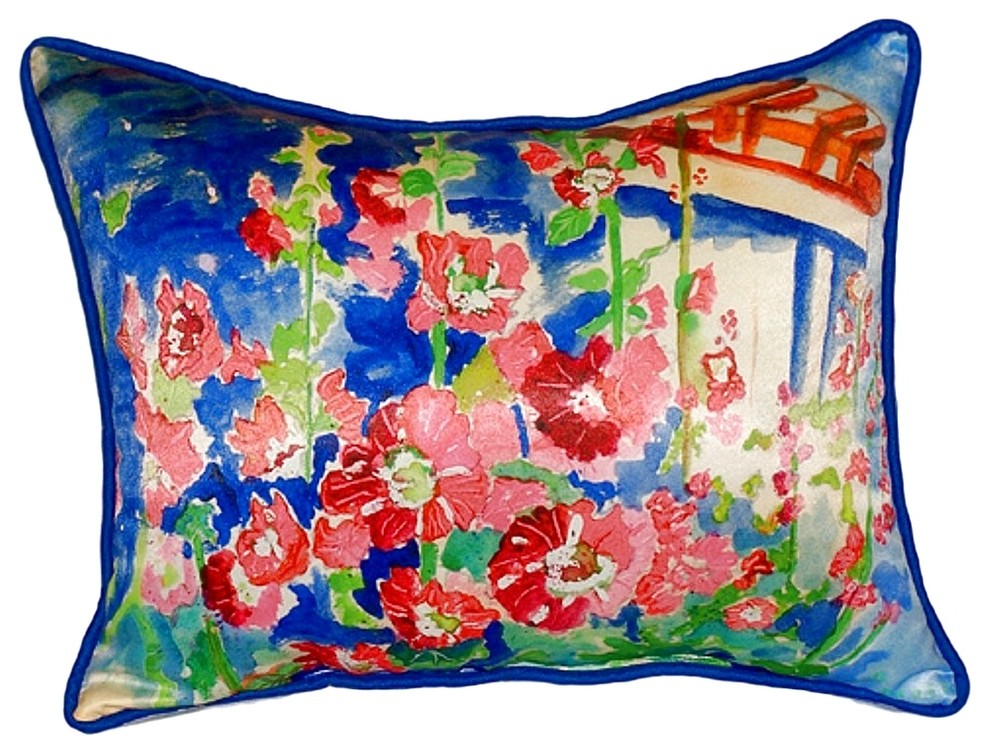 Hollyhocks Extra Large Zippered Pillow 20x24