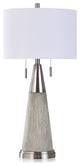 Cigala Silver - Conical Driftwood Stamped Resin Table Lamp