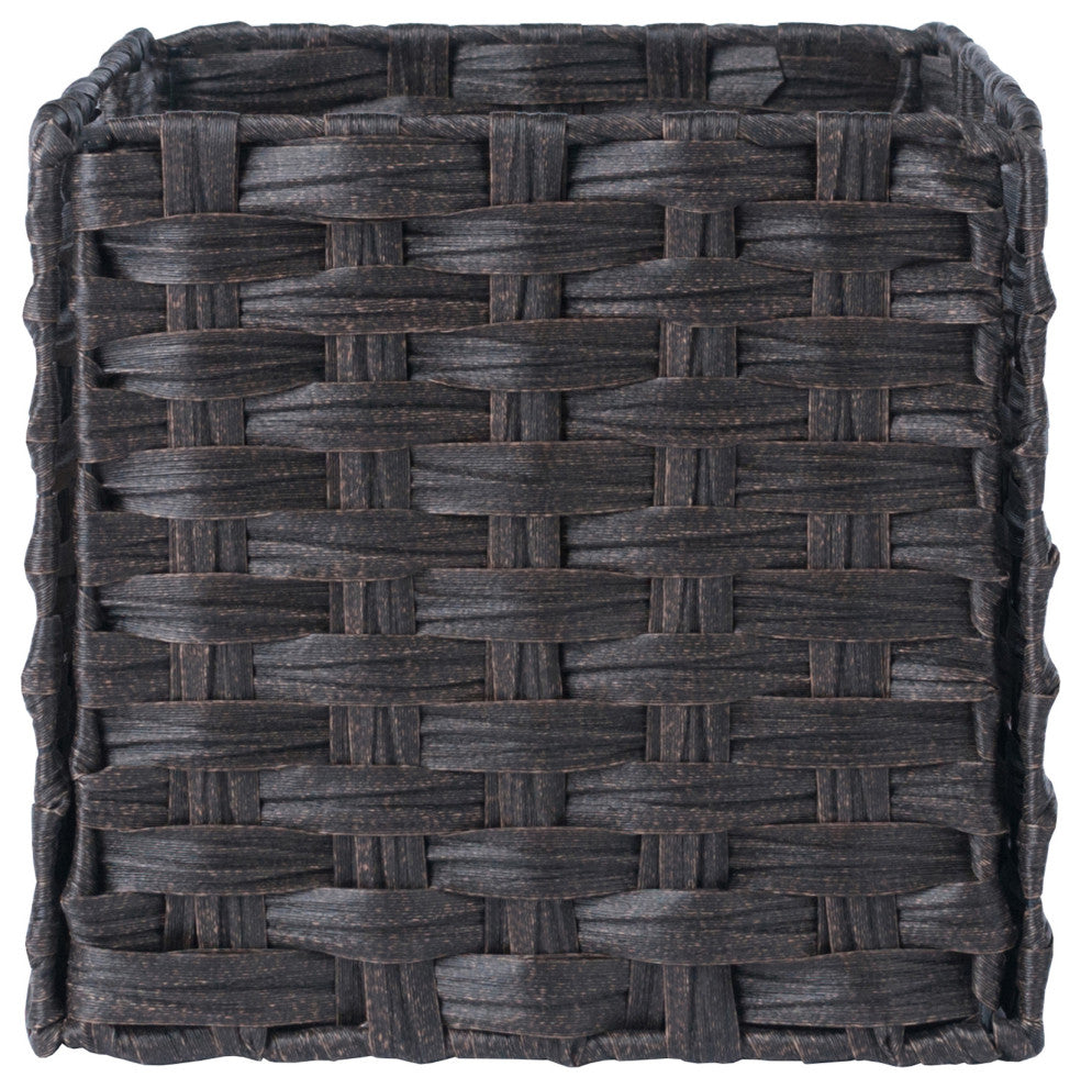 Melanie 3-PieceFoldable Woven Fiber Basket Set, Chocolate