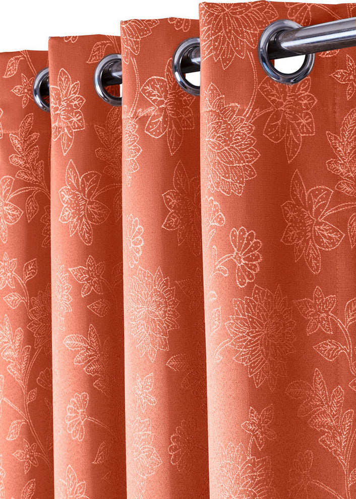 Fannie 100% Blackout Woven 2PC Panels, Coral, 108"x96", Set of 2