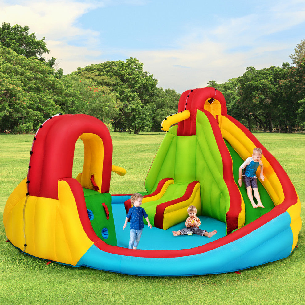 Kids Inflatable Water Slide Bounce W/ Water Cannon & 480W Blower