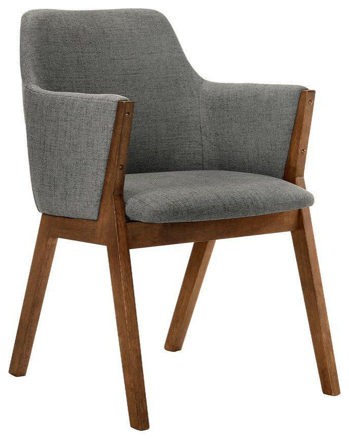 Renzo Charcoal Fabric and Walnut Wood Dining Side Chairs - Set of 2