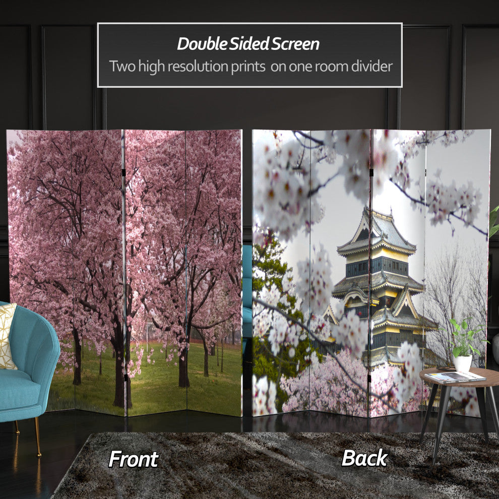 6' Tall Double Sided Cherry Blossoms Room Divider
