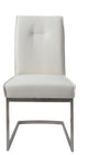 Dining Chair With Pu Seat and Brushed Stainless Steel Leg, Set of 2, White