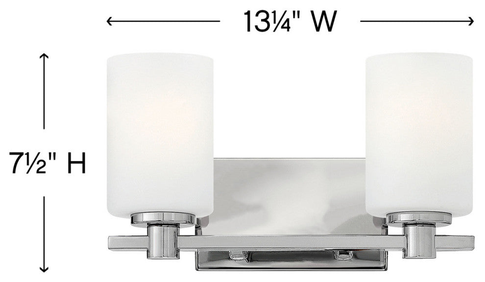 Hinkley Karlie Bathroom Vanity Light, Chrome, 2 Light