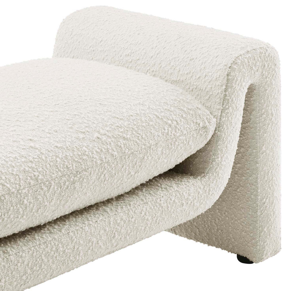 Waverly Boucle Fabric Bench, Ivory