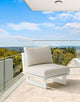 Maldives Outdoor Patio Armless Chair, Cream, White Frame