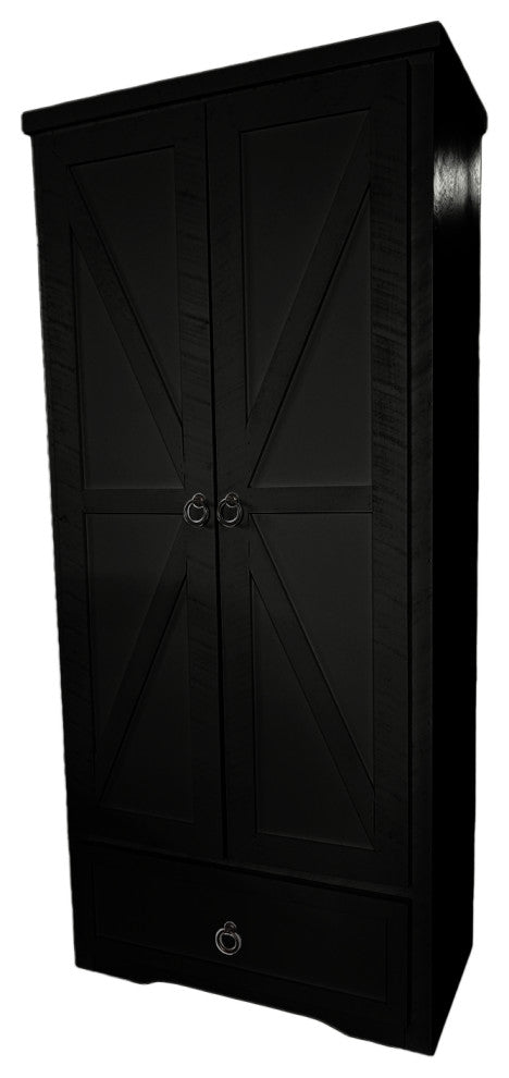Rustic Kitchen Pantry Cabinet With Drawer, Black