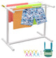Freestanding Towel Rack Outdoor PVC Poolside Storage Organizer, 5 Bars, White T-Shaped