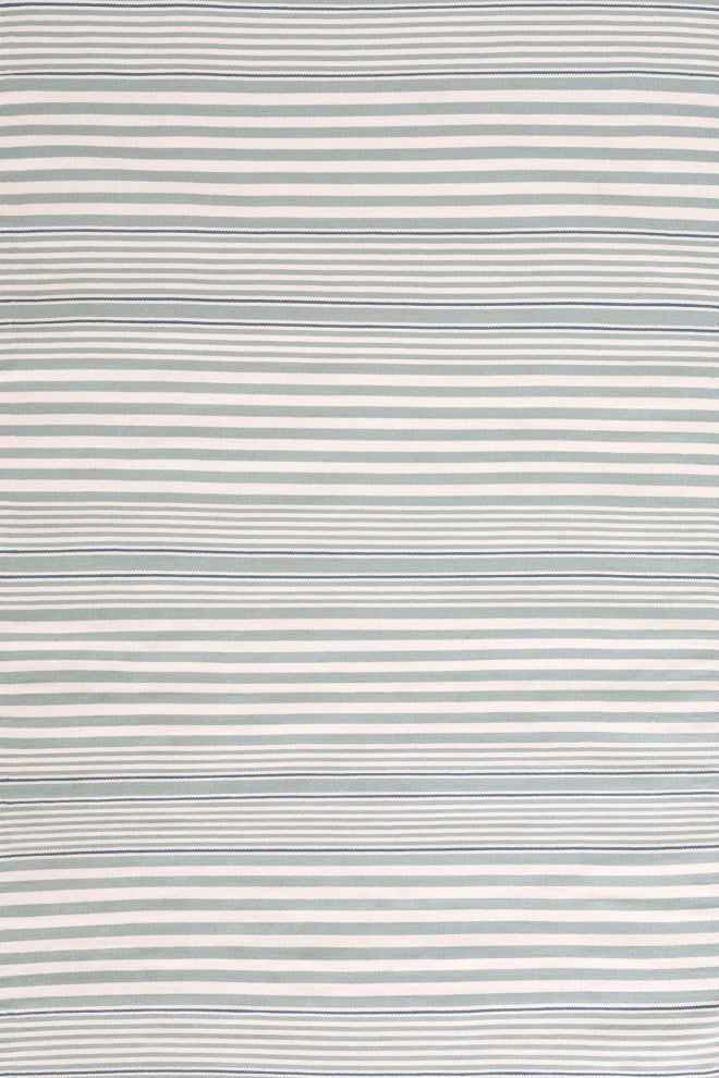 Dash & Albert Rugby Stripe Light Blue Indoor/Outdoor Rug, Blue, 2'6" x 8'