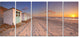 Row of Beach Huts at Sunset, Modern Landscape Canvas Art, 60"x28", 5 Panels