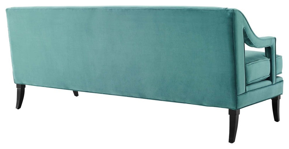 Concur Button Tufted Upholstered Velvet Sofa, Teal