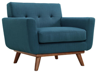 Modern Contemporary Armchair and Sofa, 2-Piece Set, Azure