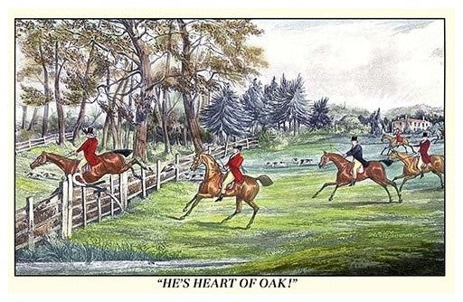 Horseman Jumps the Fence to Follow the Hounds- Gallery Wrapped Canvas Art
