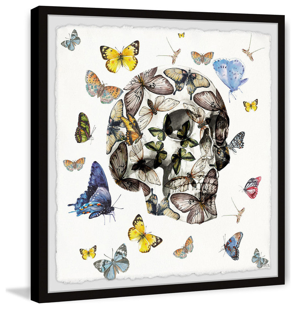 "Butterfly Skull Escape" Framed Painting Print, 18"x18"