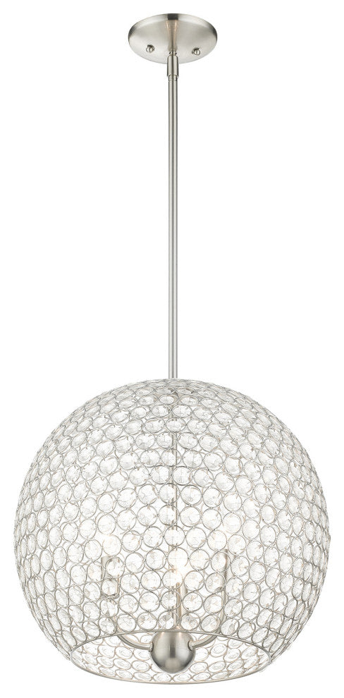 Brushed Nickel Casual, Sparkling, Shimmery, Transitional, Pendant