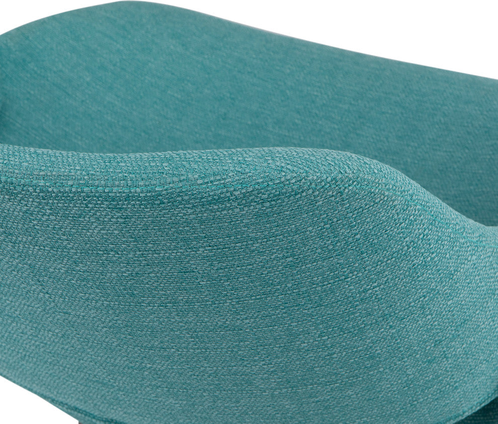 Malden Mid Century Modern Bentwood Dining Chair In Turquoise Blue Woven Fabric