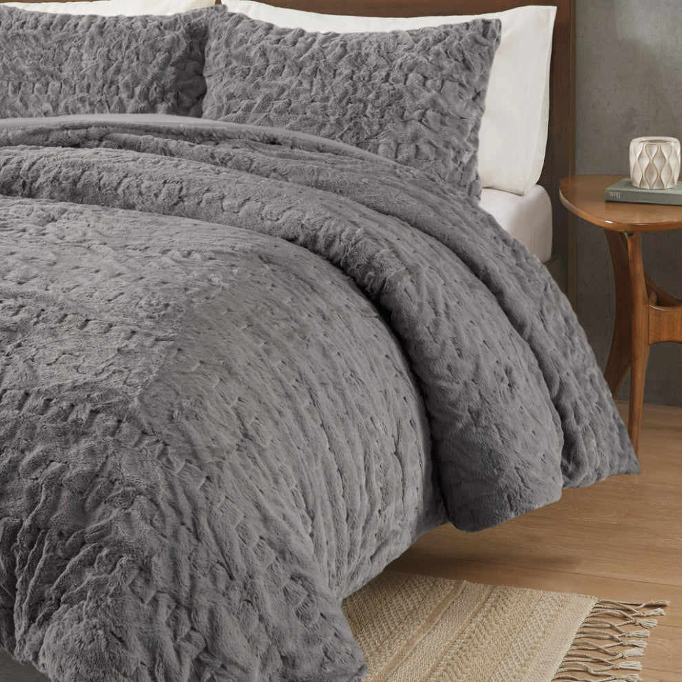 Madison Park Blair All Season Ruched Fur Down Alternative Comforter Set