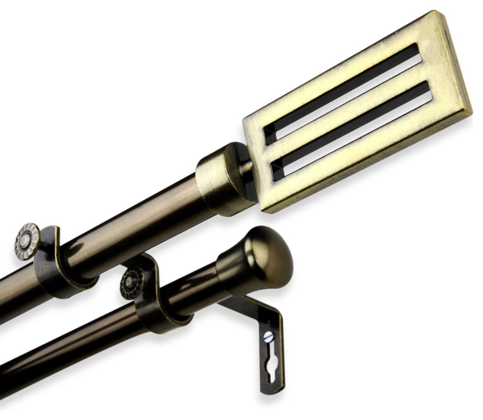 Mabel Double 13/16 inch dia. Curtain Rod, Antique Brass, 120"-170"