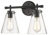 2 Light 16" Matte Black Bathroom Vanity Light