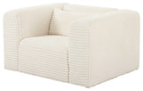 Tarra Fluffy Oversized Cream Corduroy Armchair - Cream