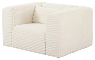 Tarra Fluffy Oversized Cream Corduroy Armchair - Cream