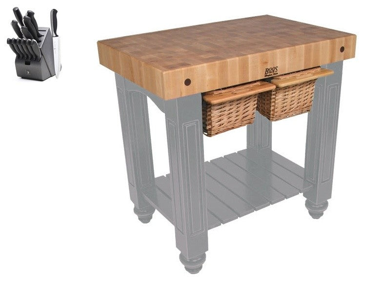 John Boos 36x24 Butcher Block and Henckels Knife Set, Slate Grey